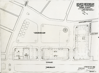 403140 Plattegrond van de ontworpen Jaarbeursgebouwen op het Vredenburg te Utrecht.